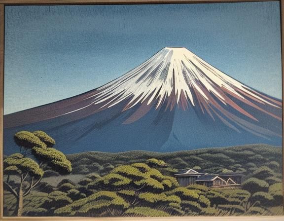 Classic Woodblock Print of Mount Fuji