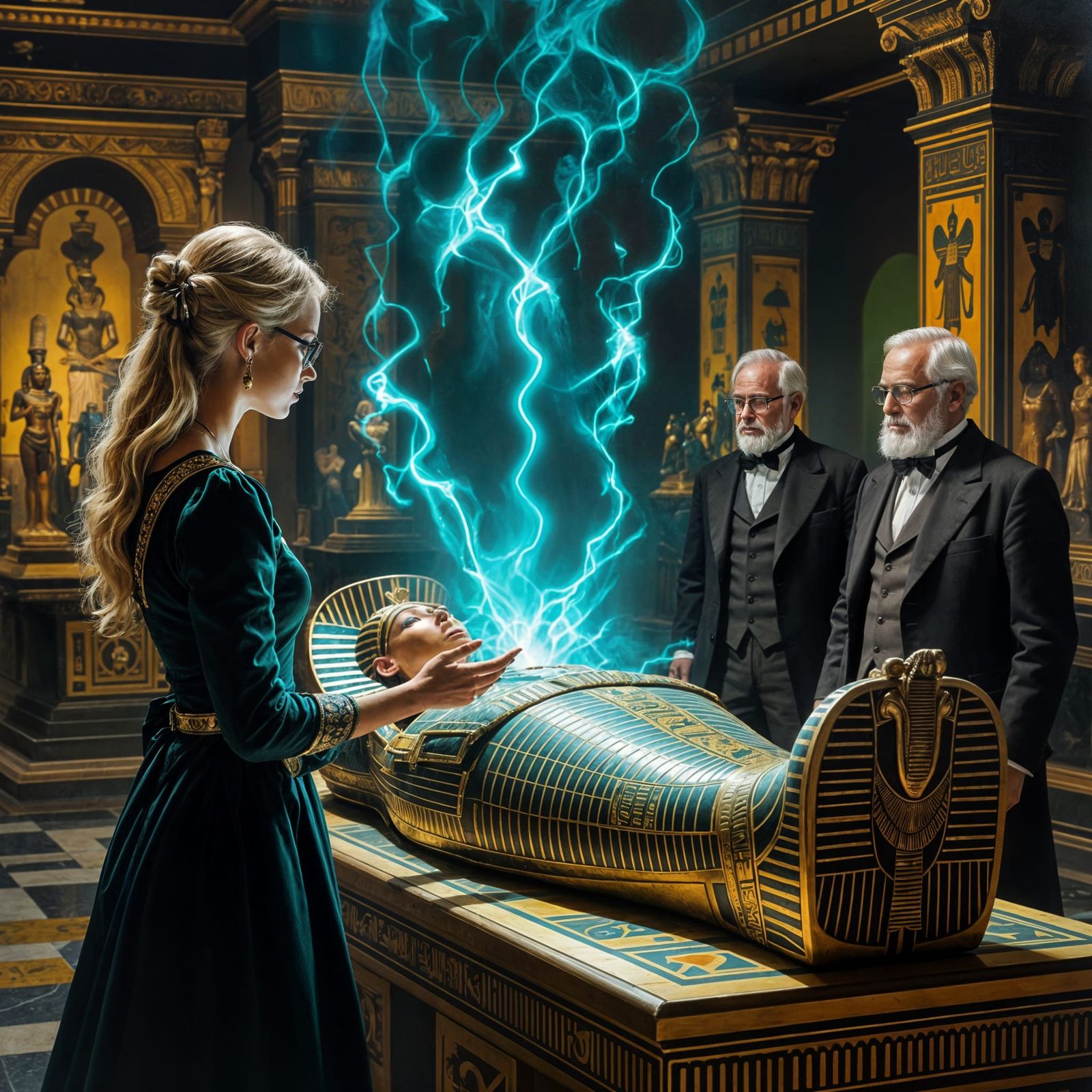 Victorian Museum Scene: Curse Detector Investigates Pharaoh'...