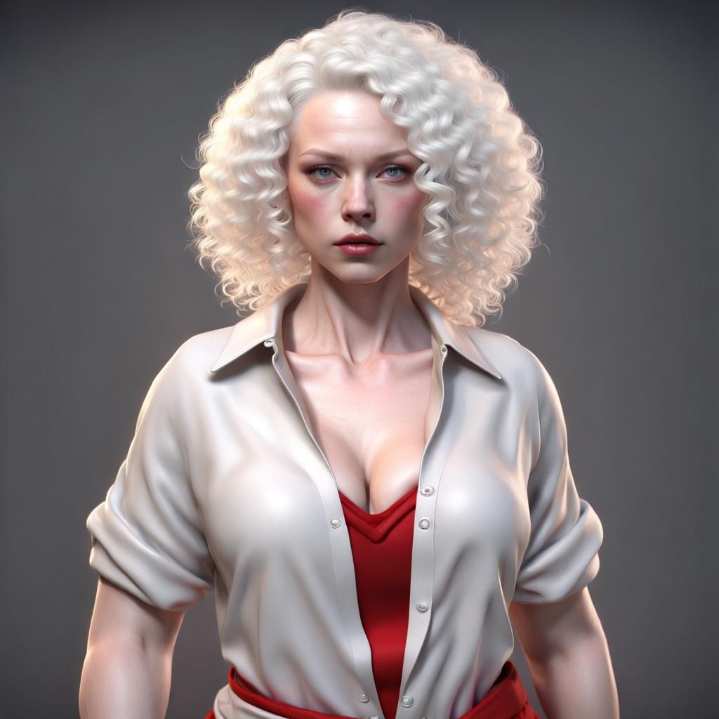 Albino Woman Portrait with 3D Shading in 8K