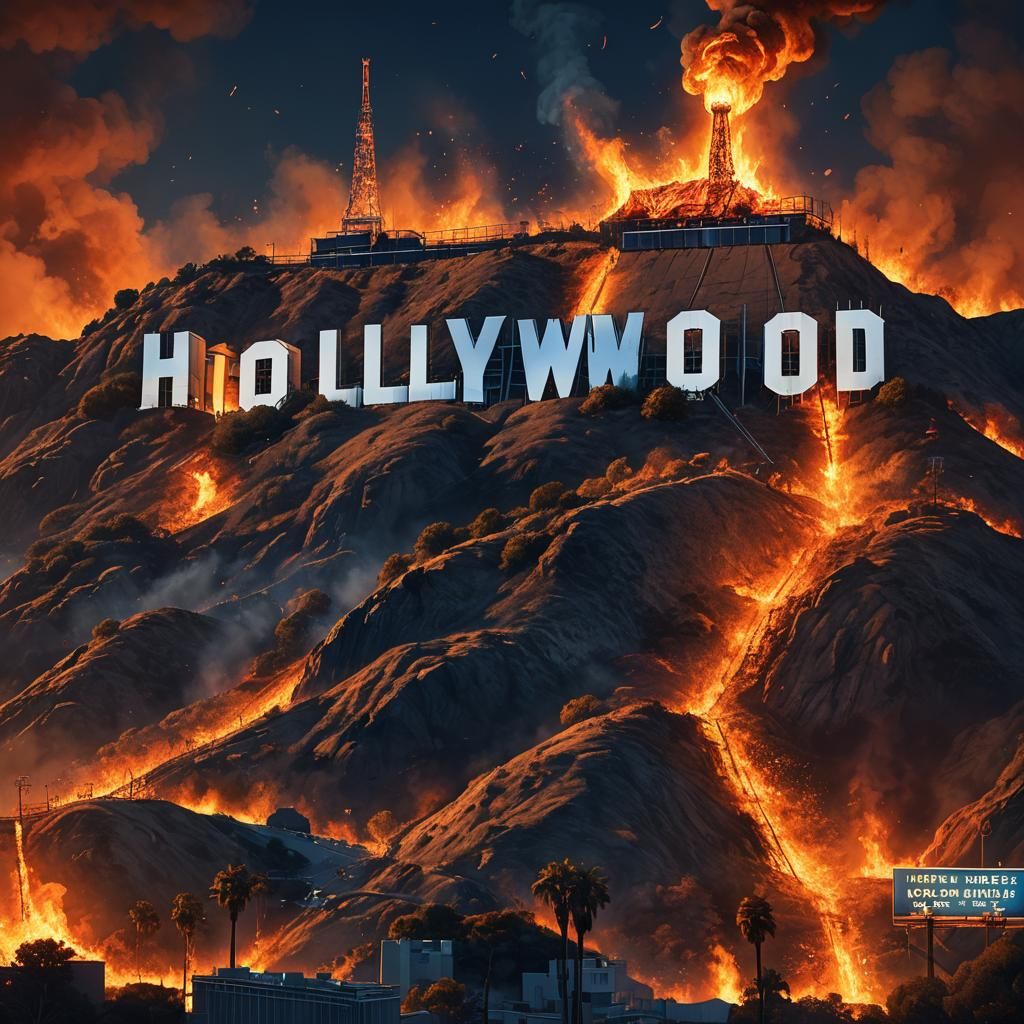 Hollywood Sign Engulfed in Flames: Concept Art