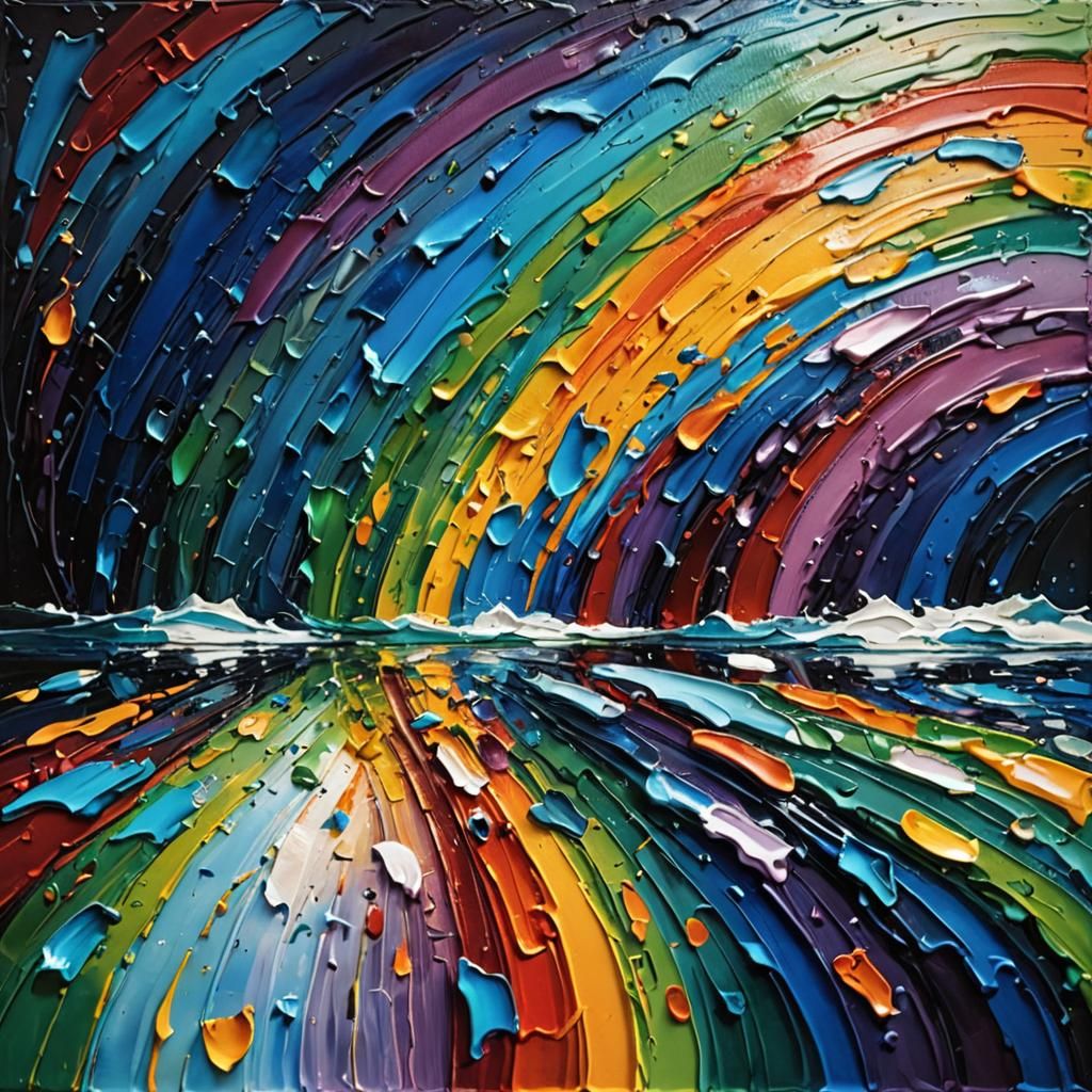 Rainbow (abstract impasto painting)