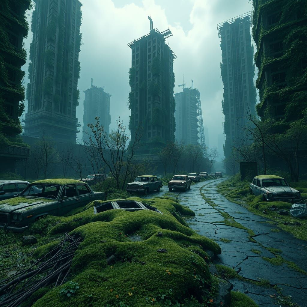 Post-Apocalyptic Landscape: Humanity's End in Cinematic Styl...