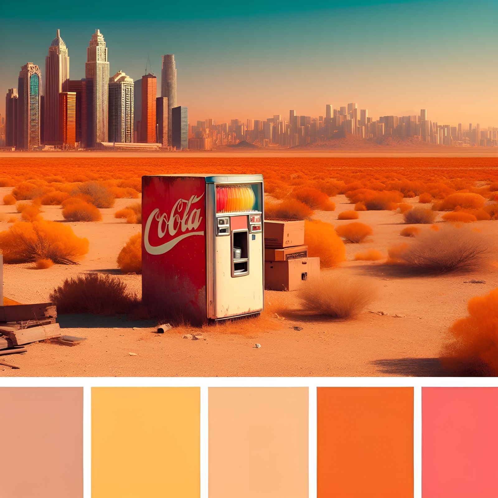 Abandoned Soda Machine in Desert Megacity