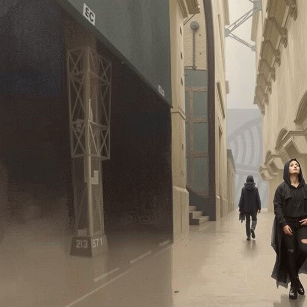 Dystopian Woman: a Romantic Portrait in Neon Noir Style