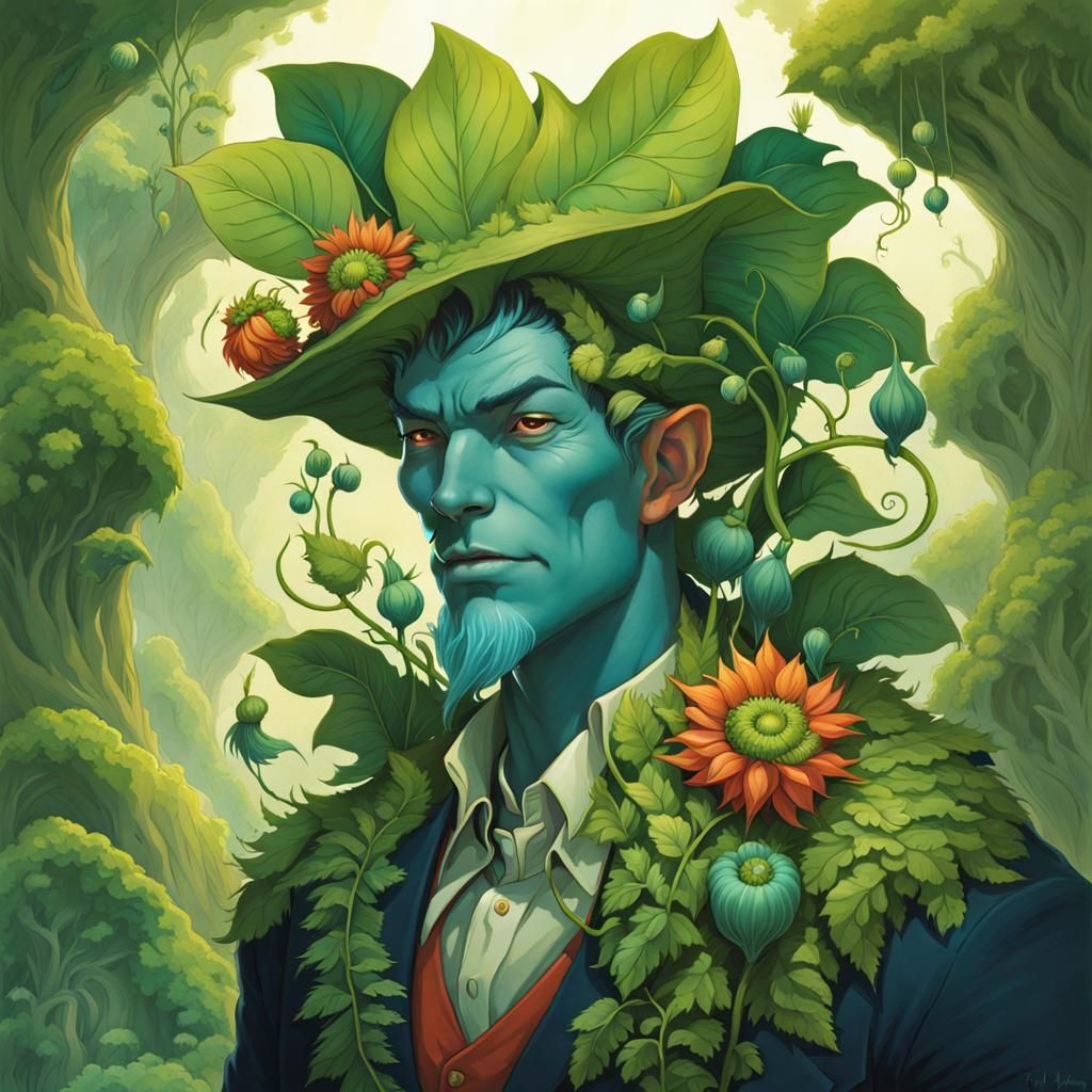 Whimsical Plant Man in a Fantasy Art Style