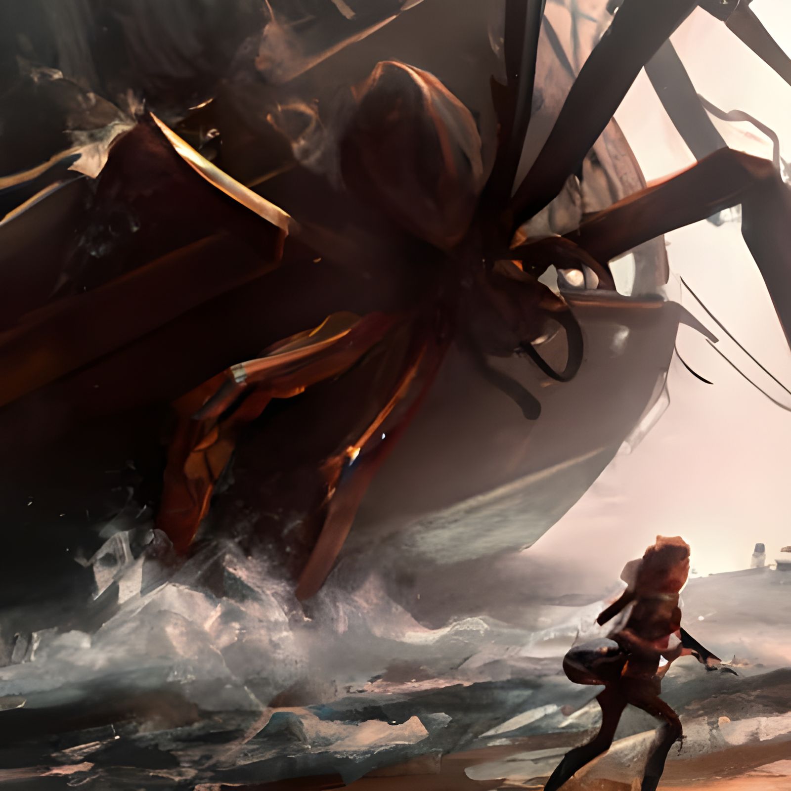 Giant Spider Attacks Ship in Violent Storm