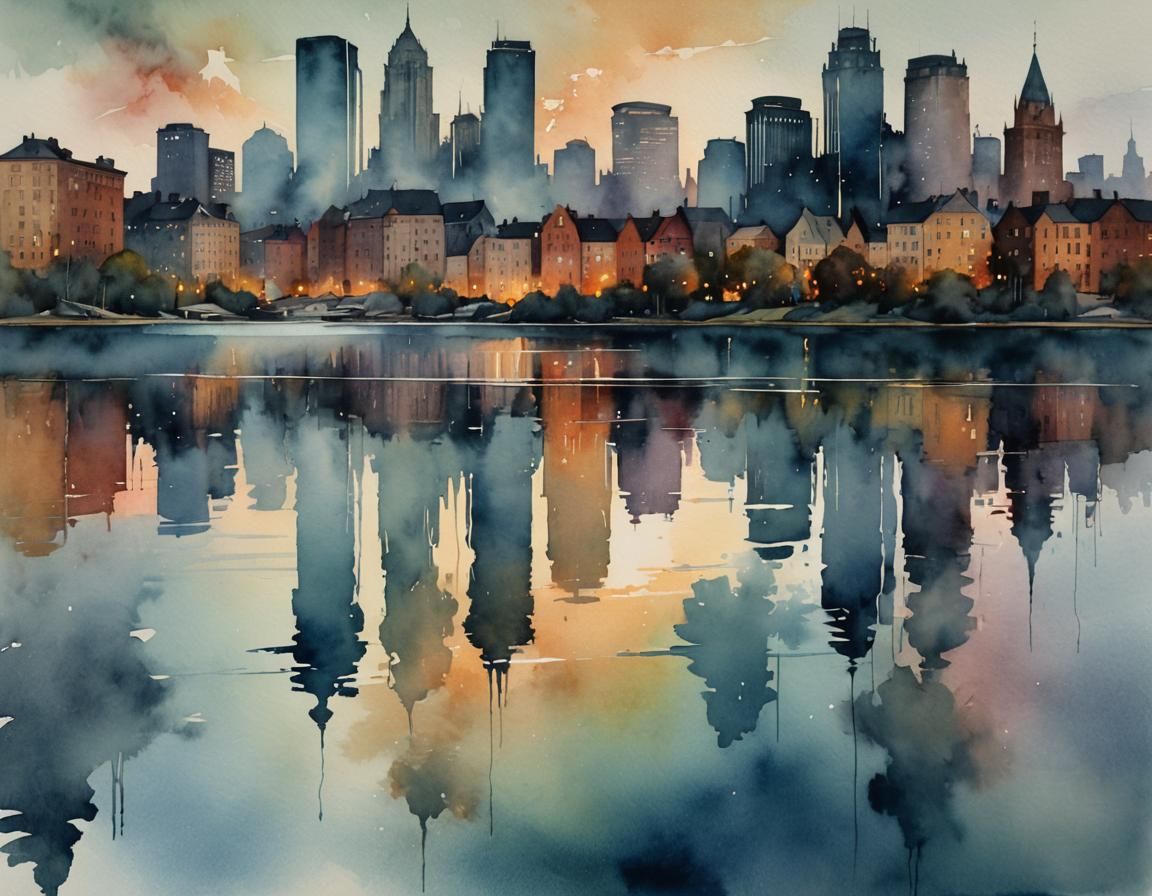 Sinister City in Looming Abstract Style