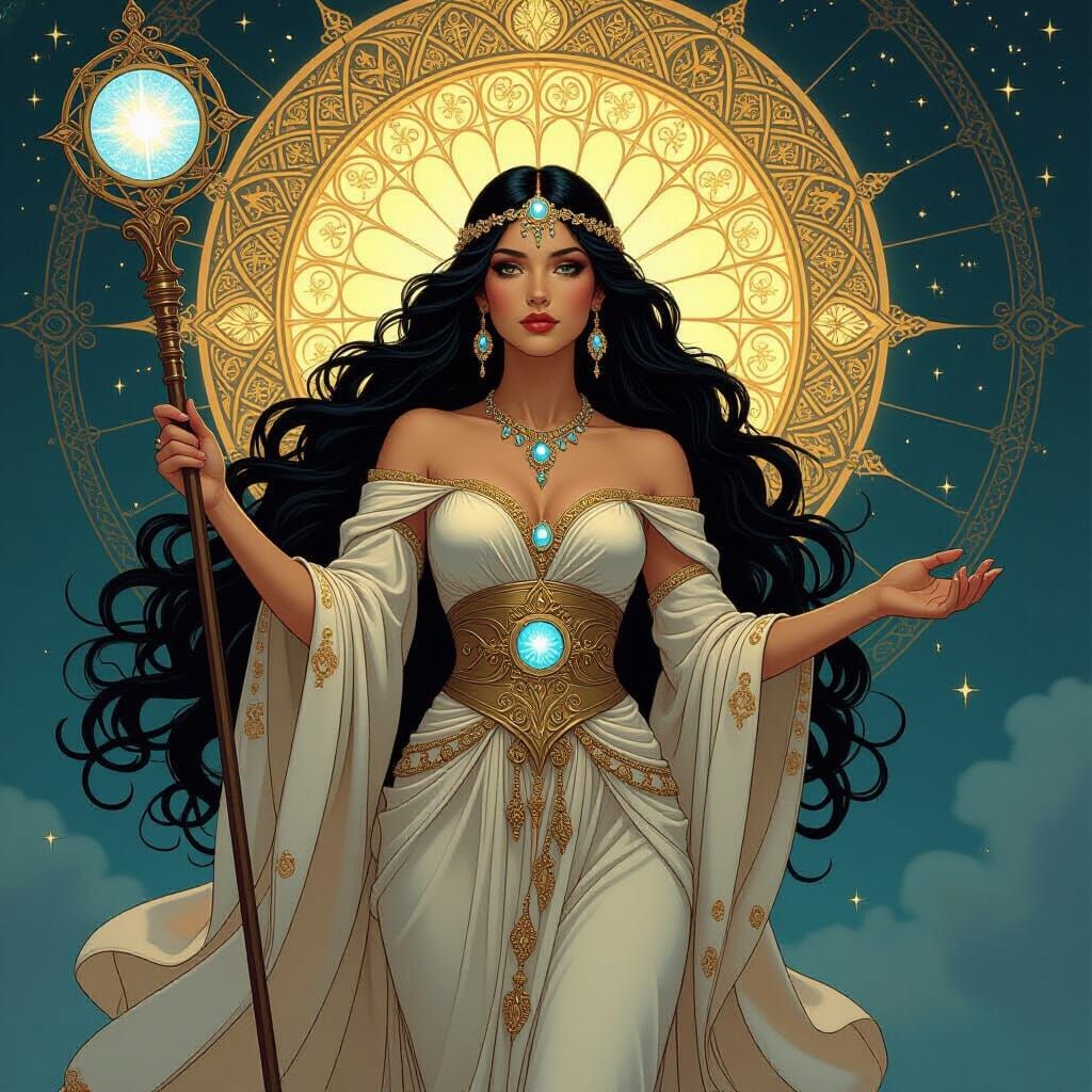 Celestial Latina Goddesses in Art Nouveau Style
