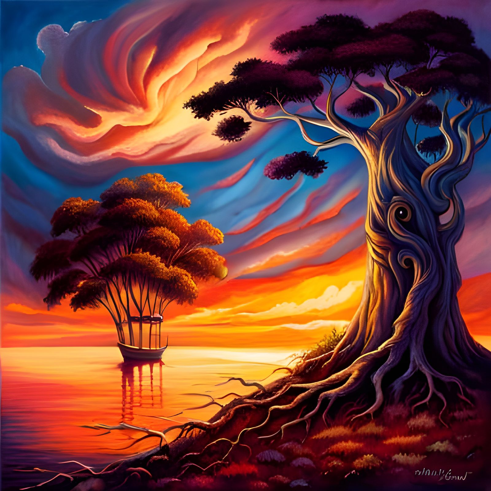 Expressionist Woman, Impasto Oil Painting in Bold Colors