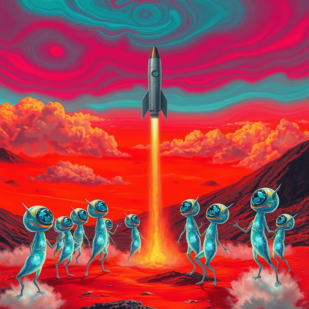 Surreal Martian Welcome in Vibrant Colors