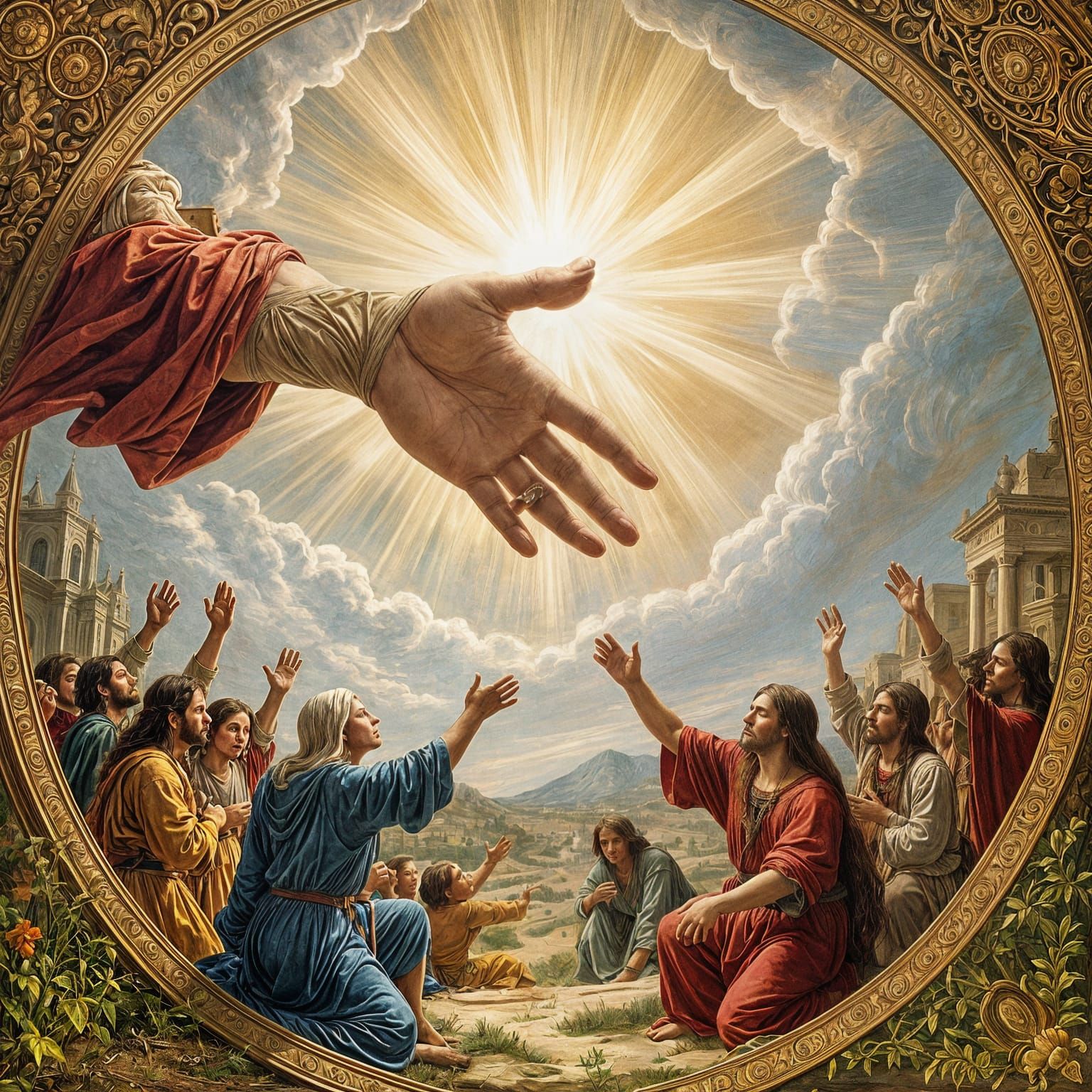 God's Hand Comforting People: Renaissance Style