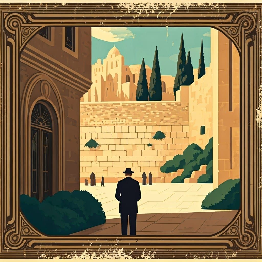 Jerusalem Vintage Travel Poster, 1930s Art Nouveau Style