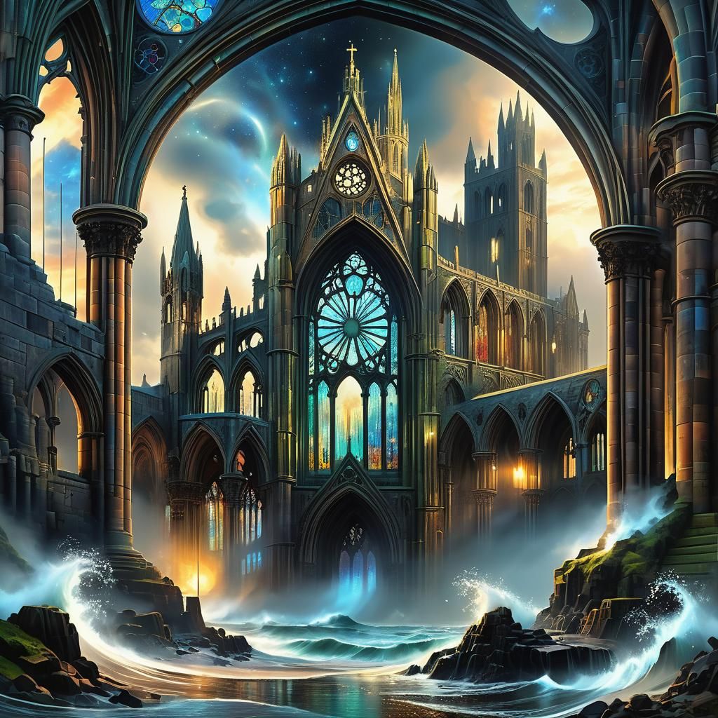 Epic Whitby Cathedral Ruins: Digital Matte Painting