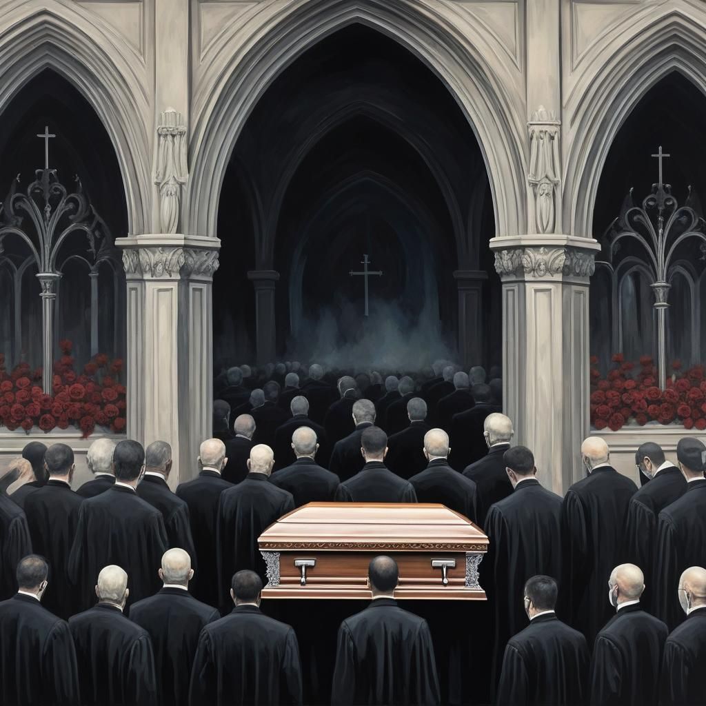 Gothic Funeral: Somber Art Style Painting