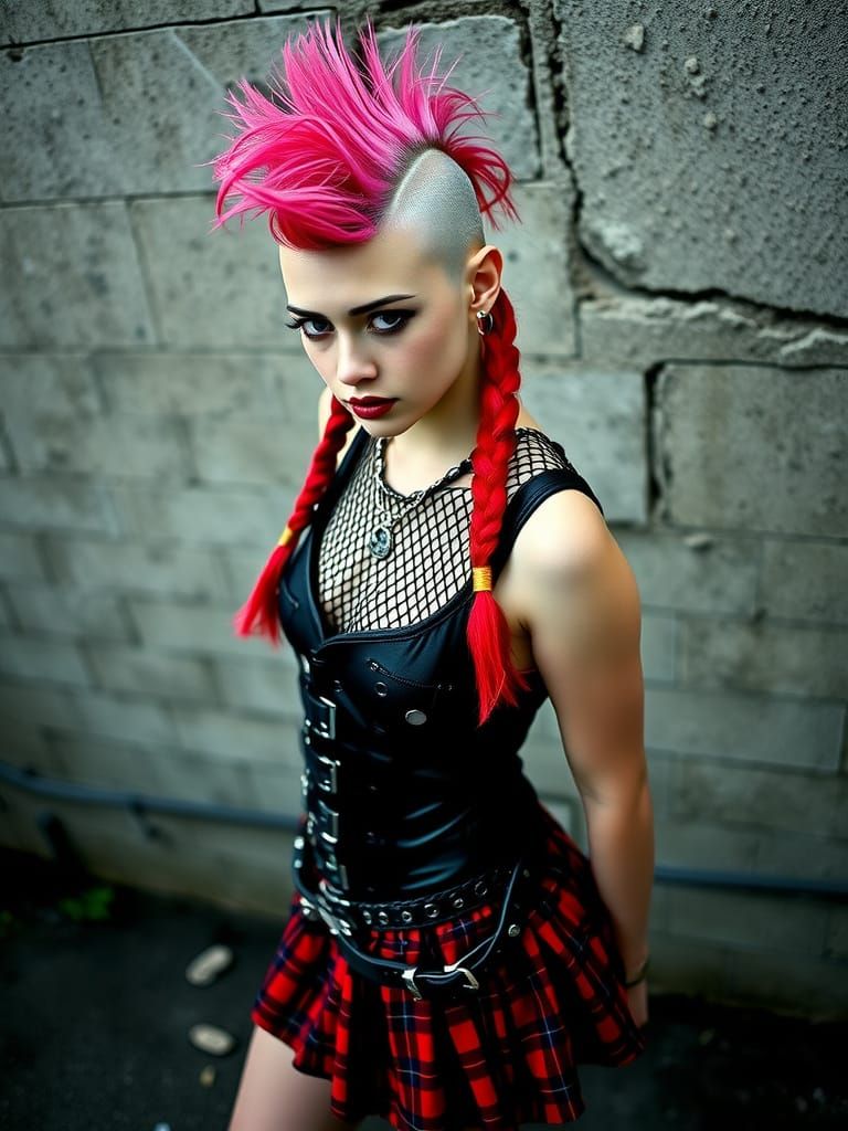 Edgy Young Woman in Cyberpunk Attire