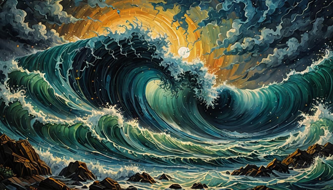 Hurricane as Impasto Painting in Vivid Colors