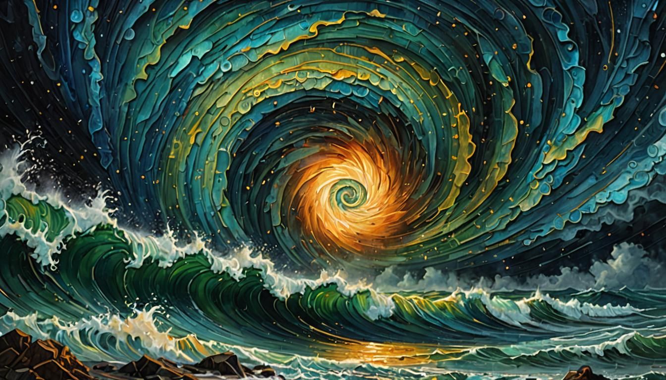 Hurricane as Impasto Painting with Glitter Details