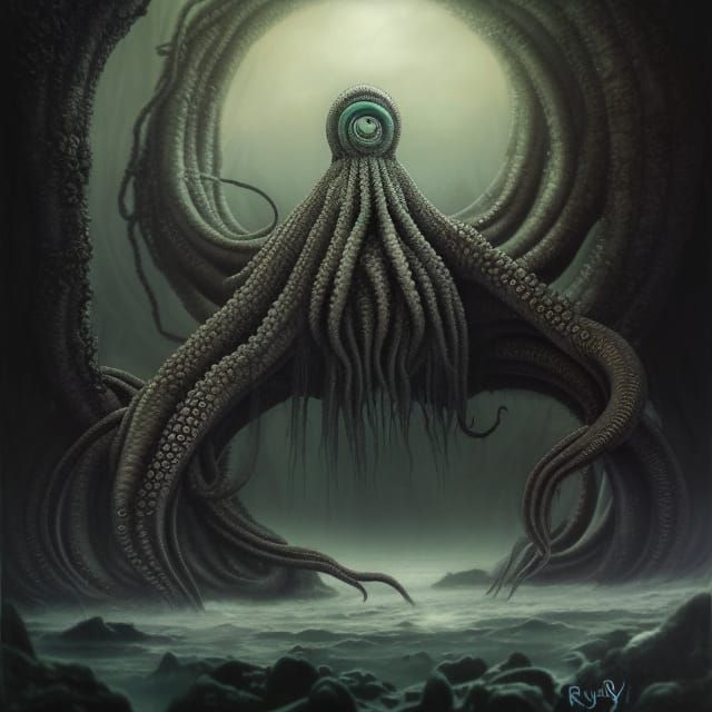 Elden Ring Cthulhu Portrait in Dystopian Setting
