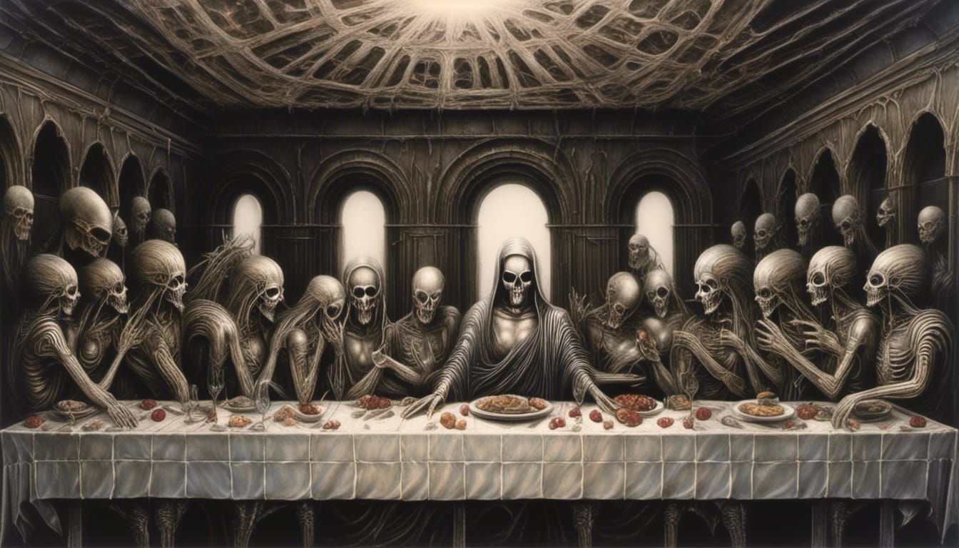 Surreal Last Supper in Giger Style