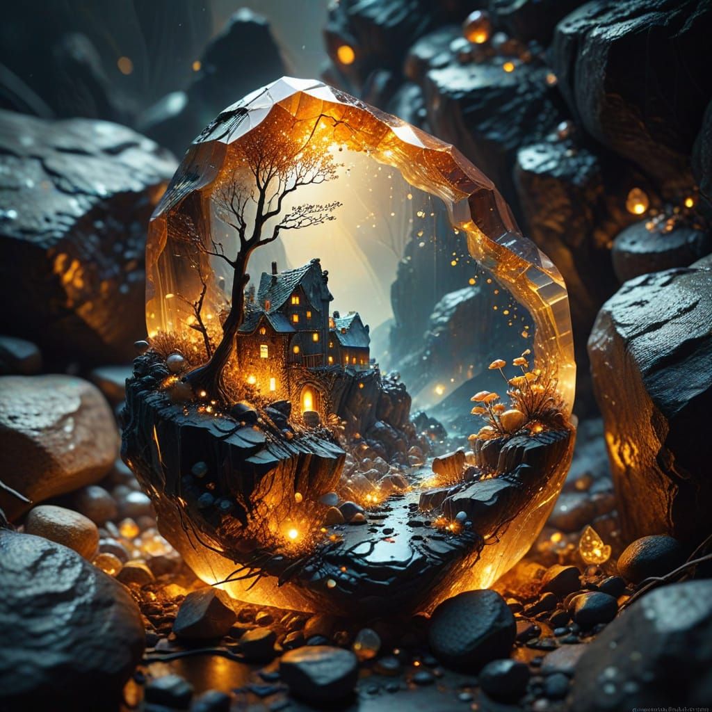 Gemstone Miniature World in Shimmering Stone