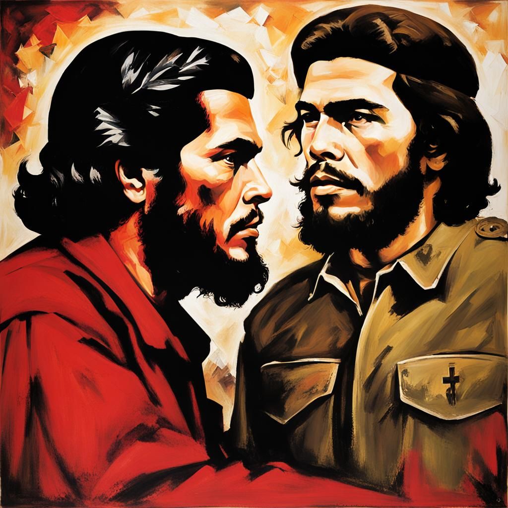 Symbolic Portrait: Che Guevara and Jesus Christ