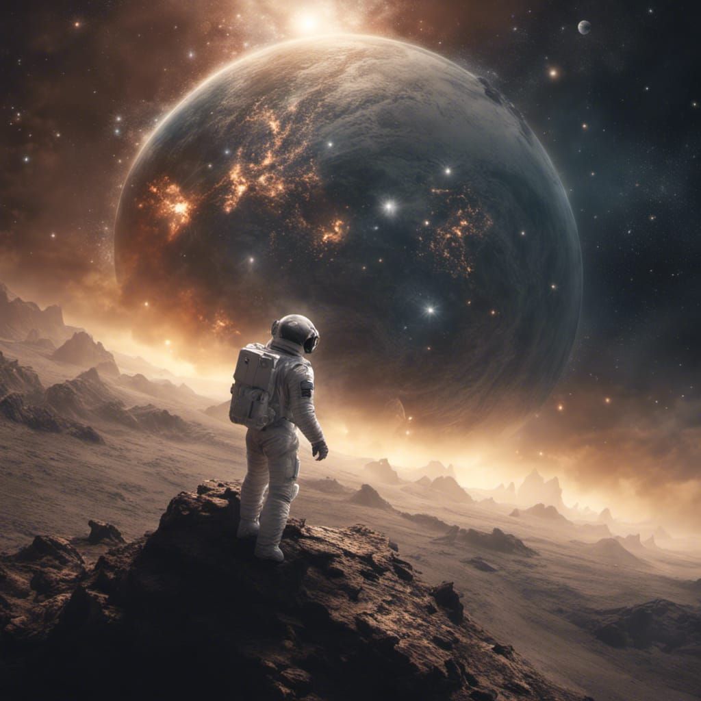 Astronaut Witnessing a Star's Demise: Digital Matte Painting