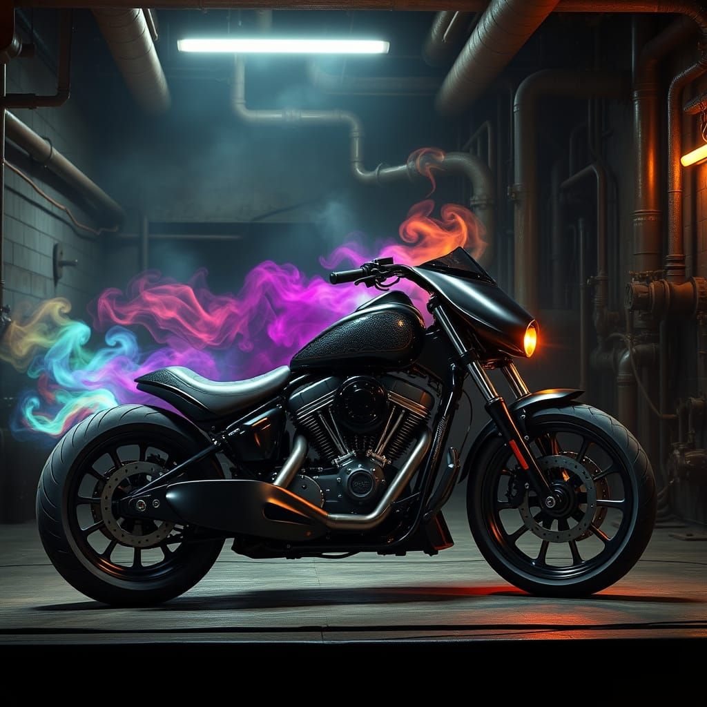Cyberpunk Harley Davidson Motorcycle Roars to Life in Indust...