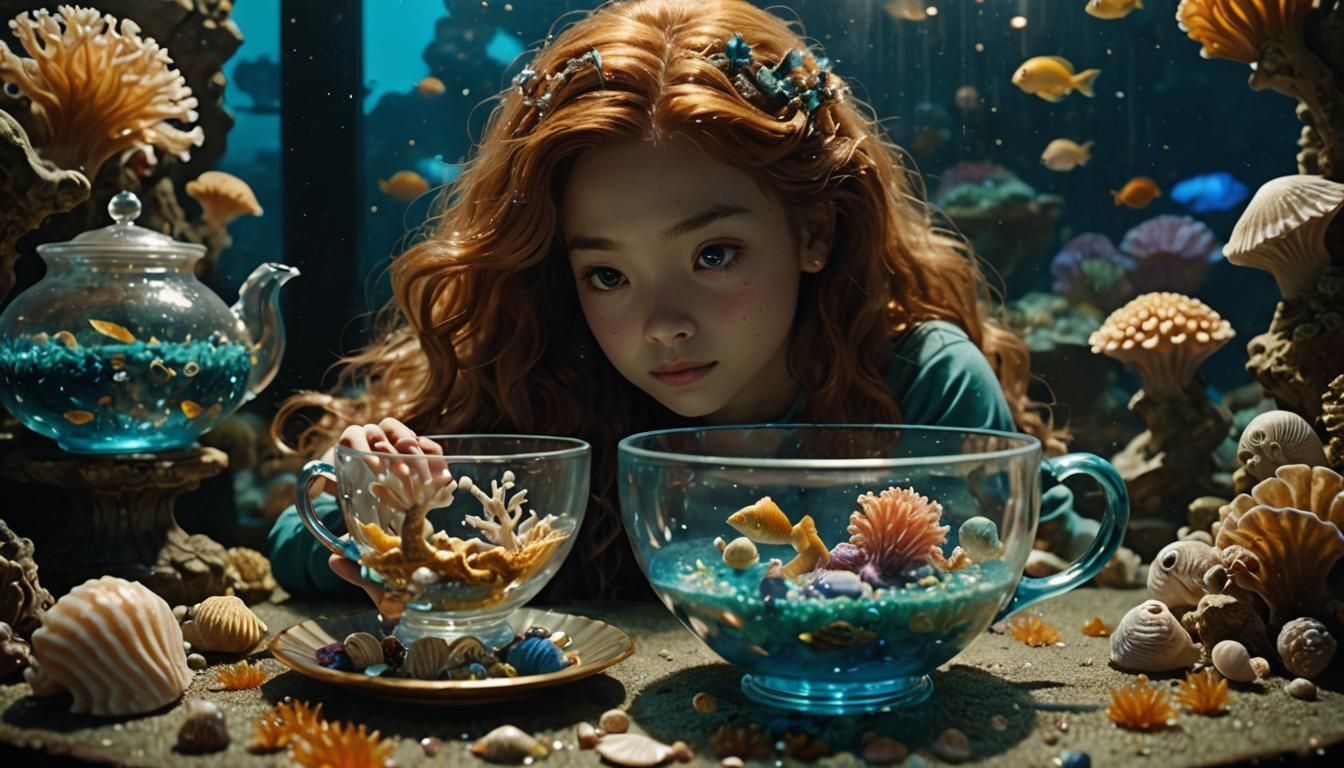 Mermaid in Teacup: Aquarium Museum, Miyazaki Style