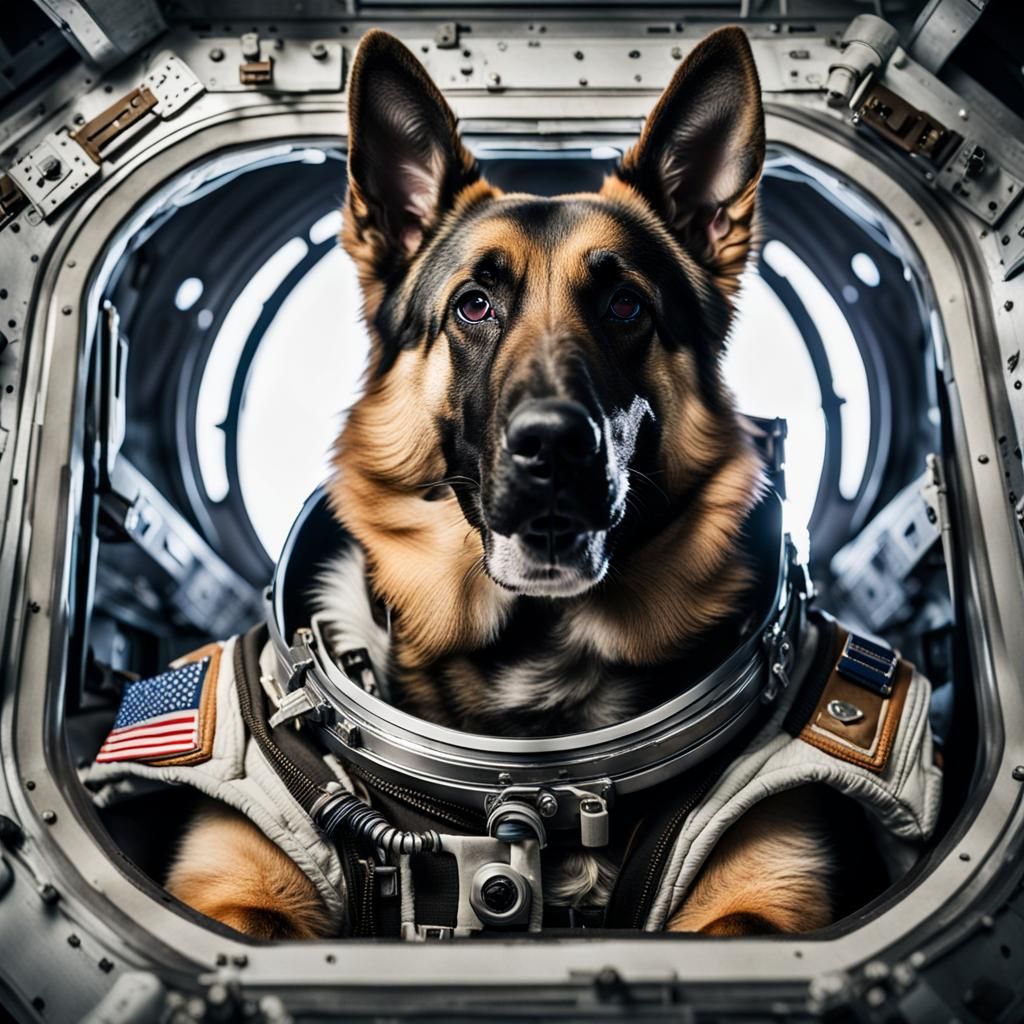 Dog Astronaut in Spaceship Cockpit Photography