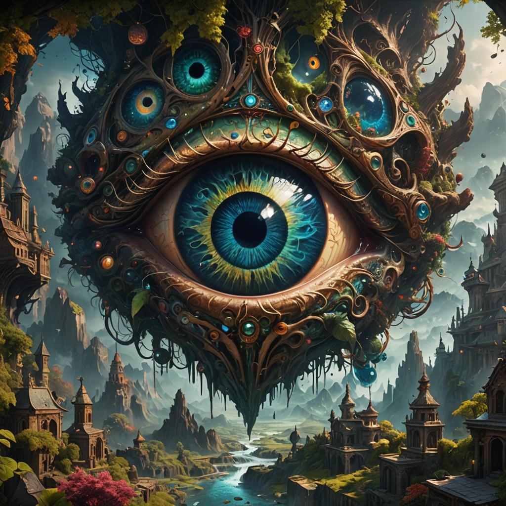 Fantastical Eye: Detailed Matte Painting in Deep Color