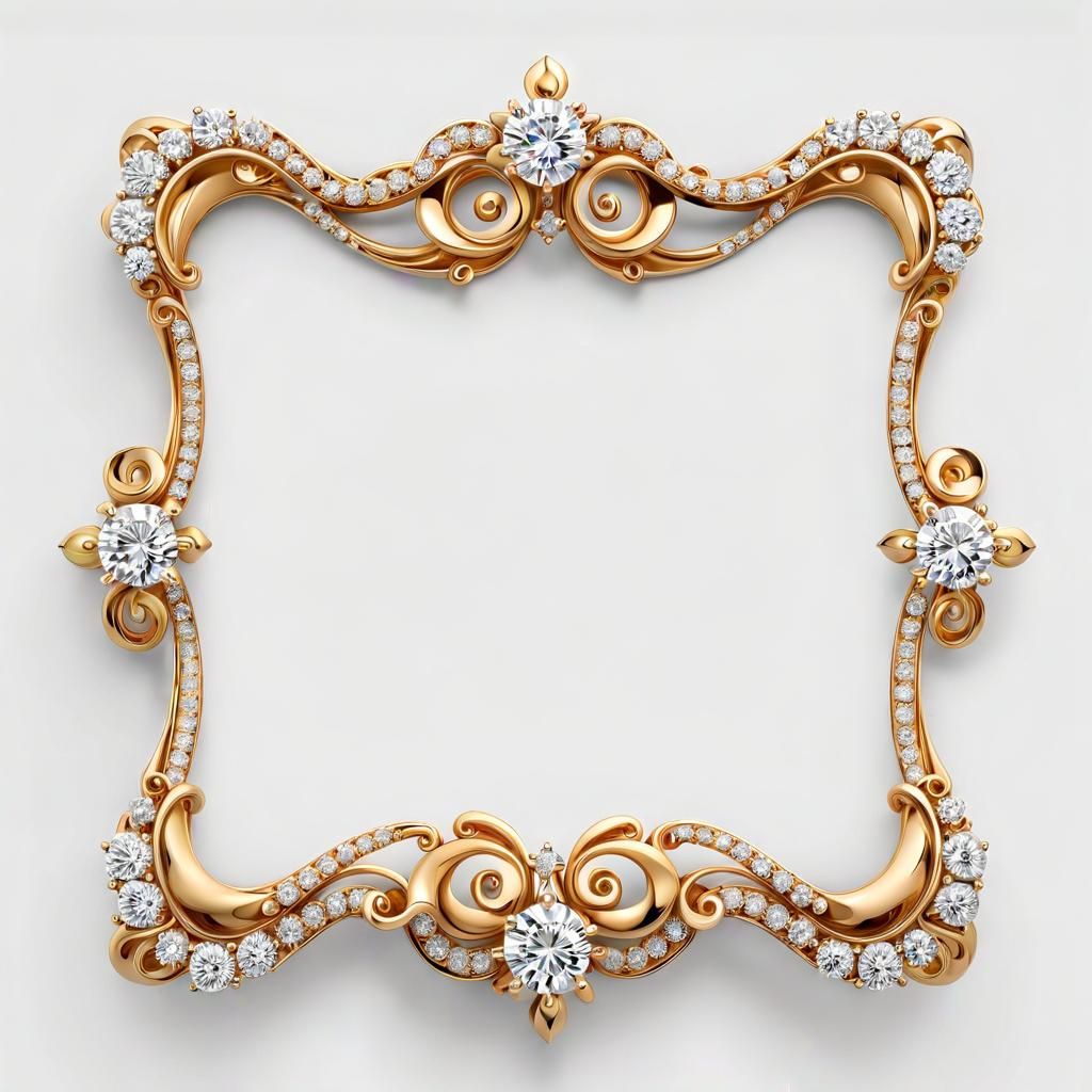 Elegant Gold Swirl Frame with Diamonds