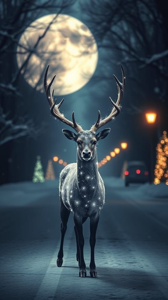 Mystic Christmas Deer in Abbey Road Style