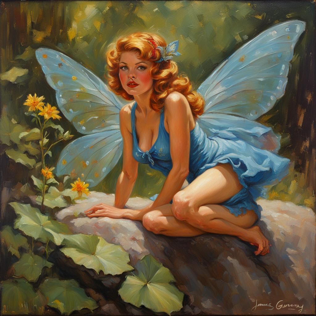 Pin-Up Fairy in Oil Painting Style