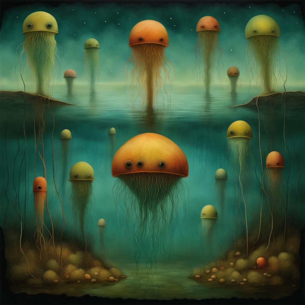 Synchronized Chaos Engulfing Rotifers: Abstract Art