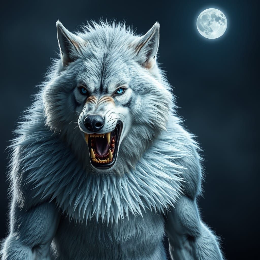 Fierce Werewolf Under the Silver Moonlight