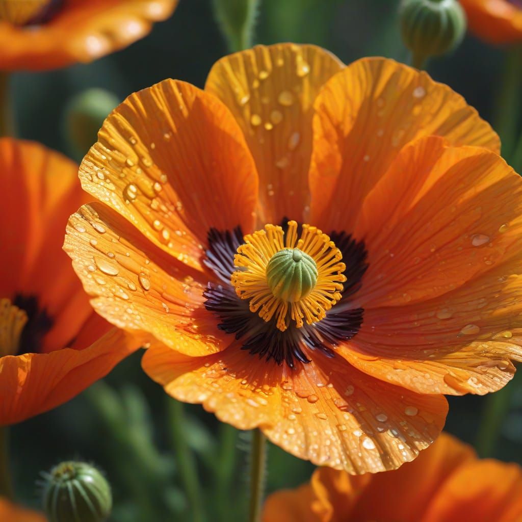 Vibrant California Poppy in Hyper-Realistic Detail