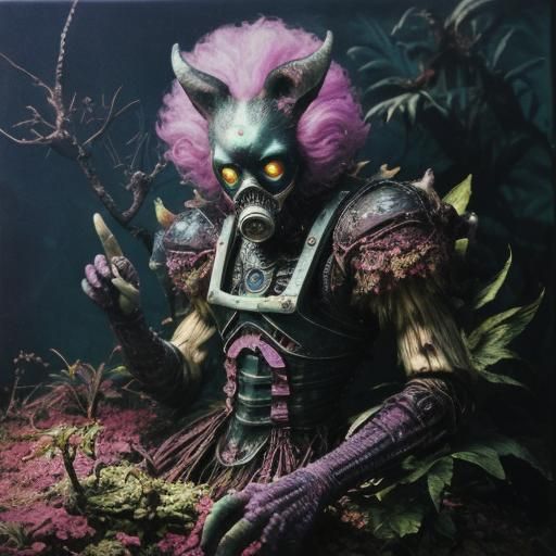 Psychedelic Wasteland Diorama with Mutant and Cat