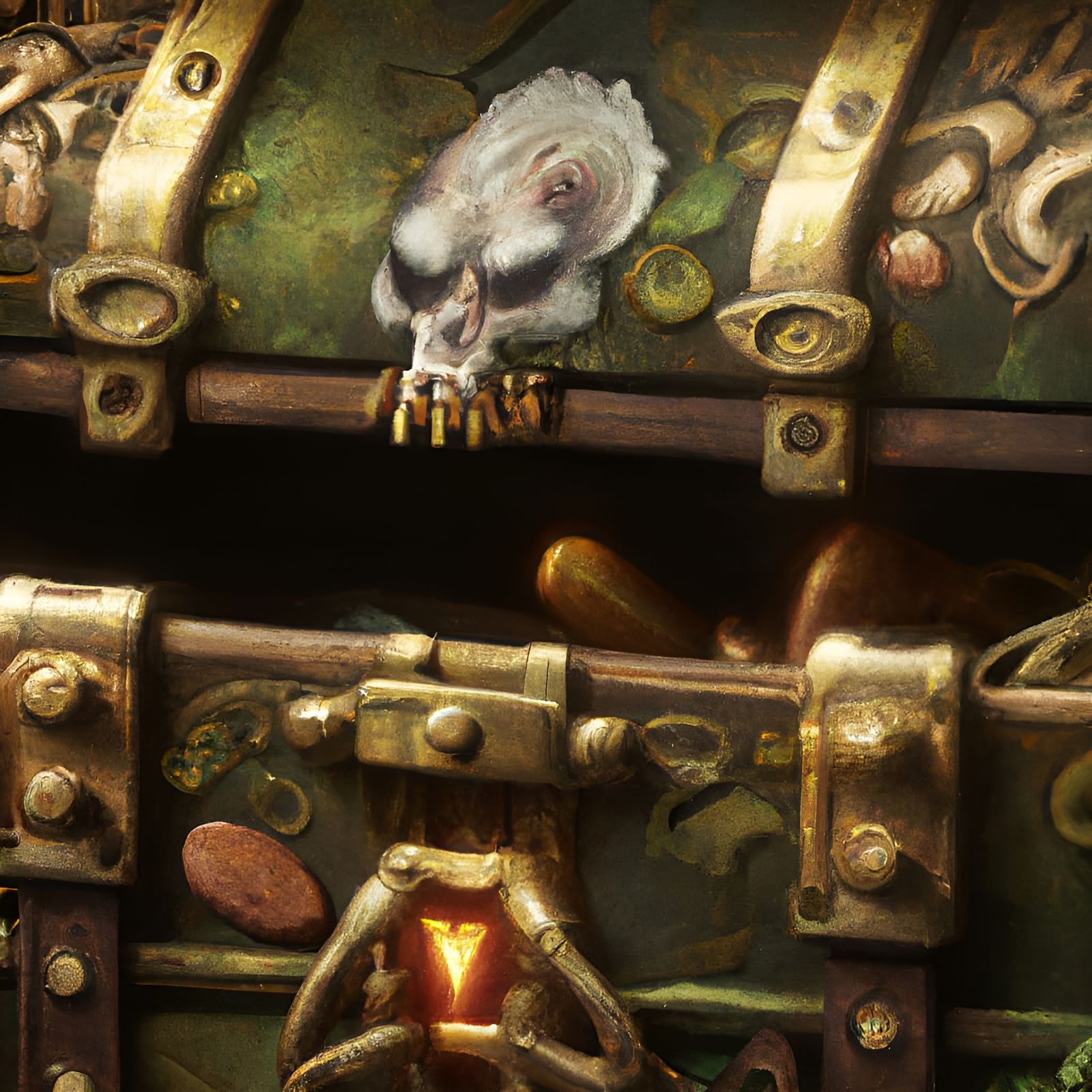 Evil Mimic Treasure Chest in Oil Painting Style