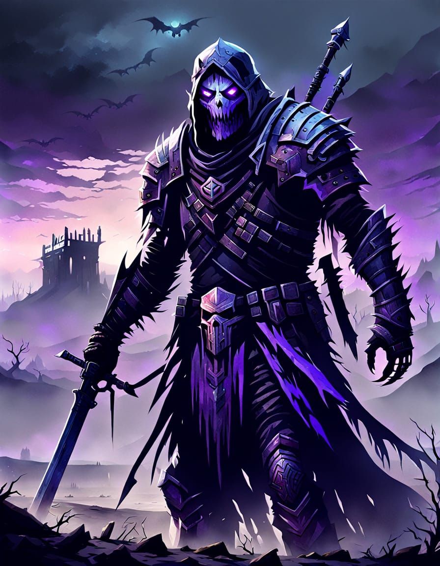 Undead Warrior in Desolate Landscape