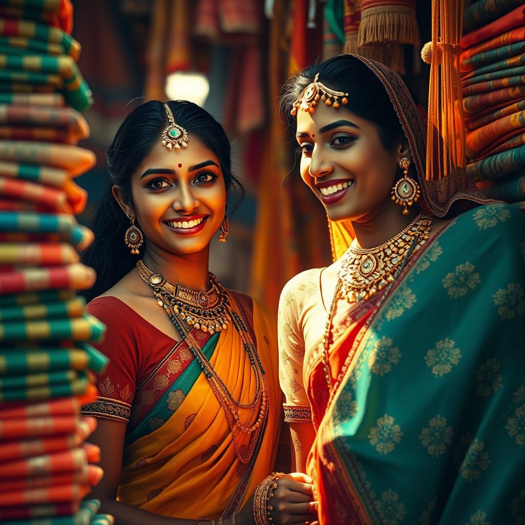 Exotic Market Scene in Art Nouveau Style