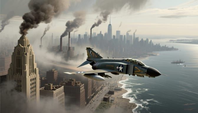 F-4EJ Phantom II Over 1940s NYC