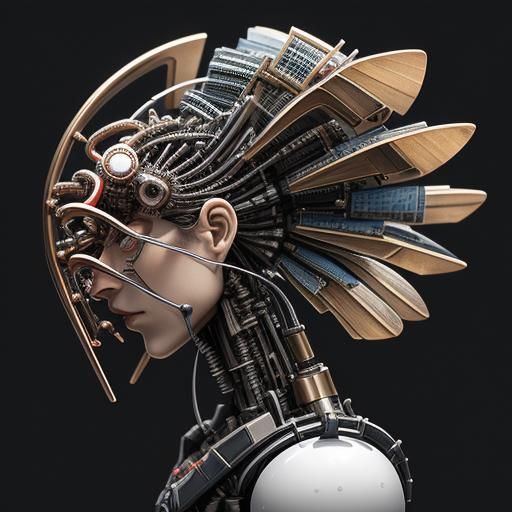 Golden Cyborg Trilobite Recharging: Biomechanical Art