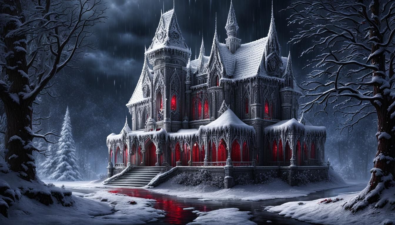 Dark Fantasy Frozen Kingdom: White Castle in Winter