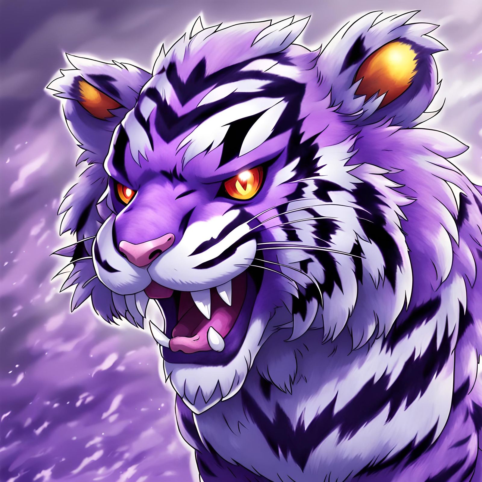 Fluffy Purple Fire-Type Tiger Pokémon Coloring Sheet