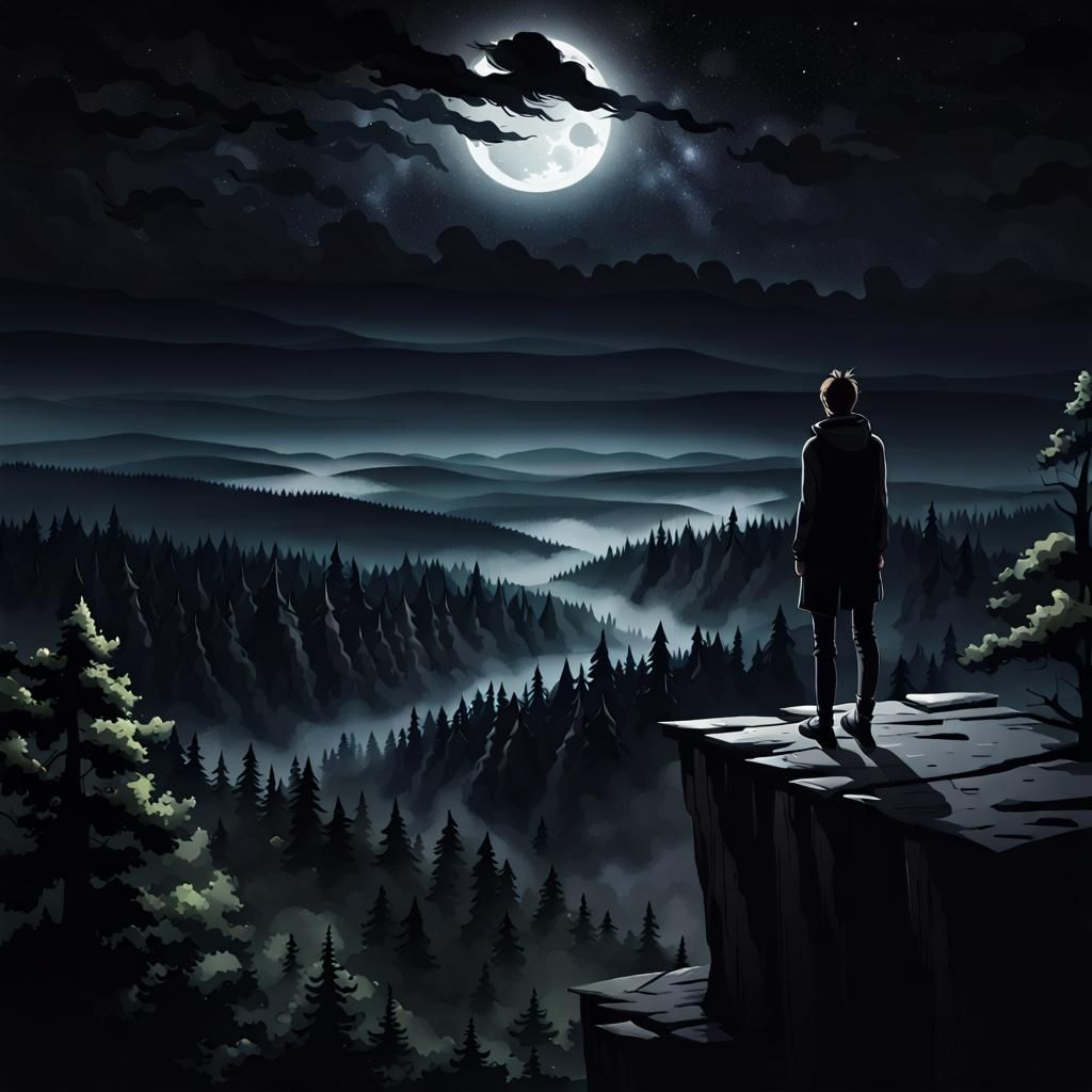 Knight Overlooking Forest Landscape