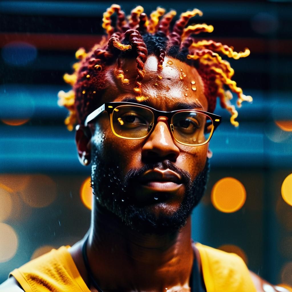 Young Man Practicing Hot Yoga in Cinematic Style