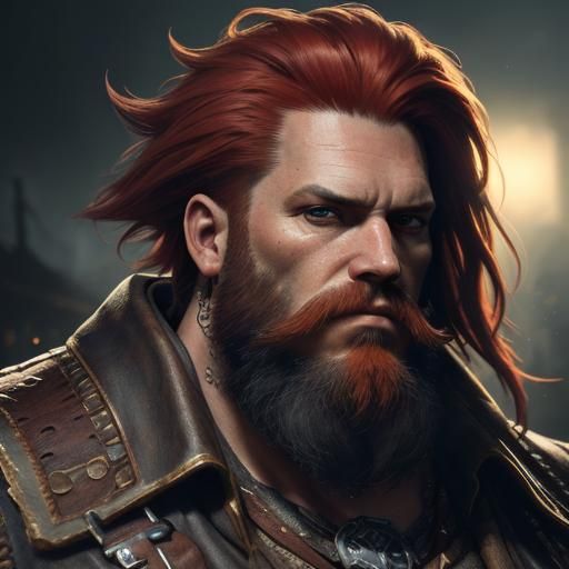 Red Beard Pirate Portrait in Expressive Concept Art