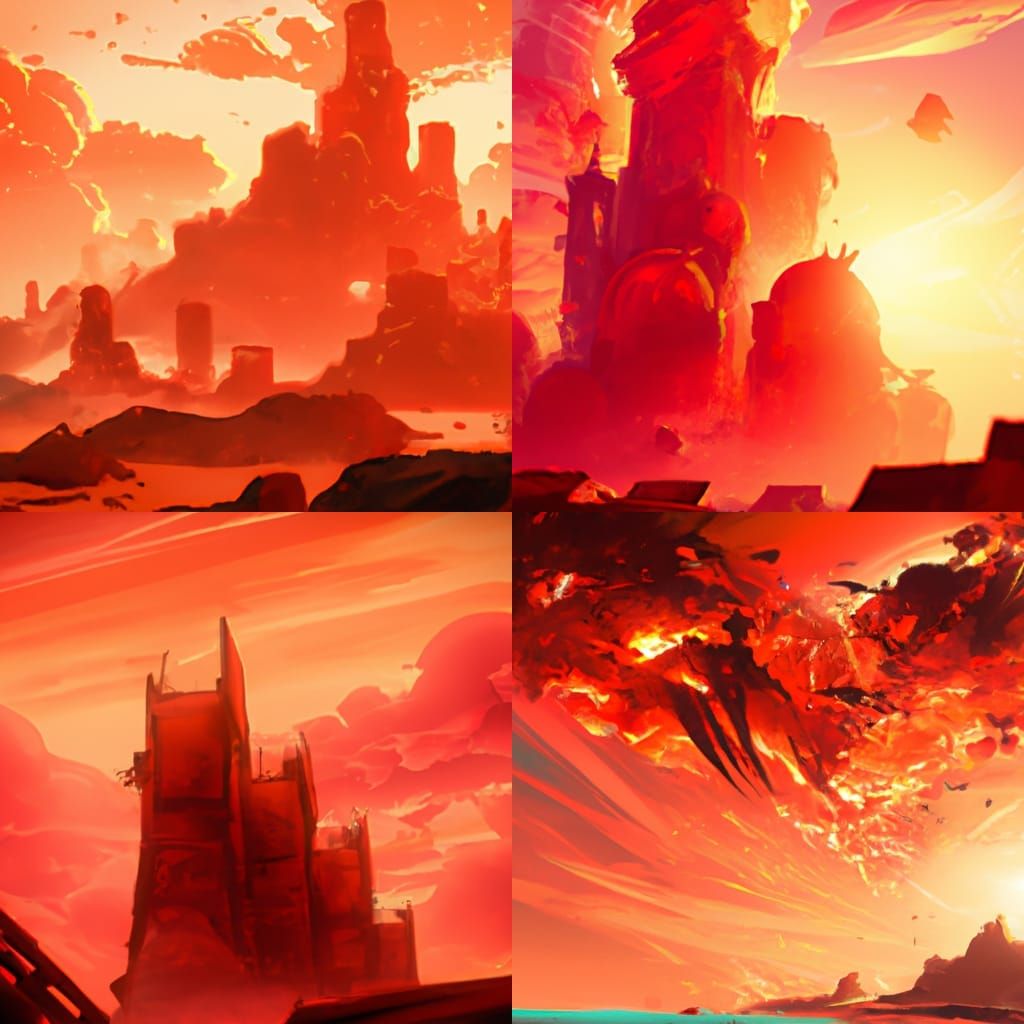 Dramatic Red Sky Concept Art in Unreal Engine 5