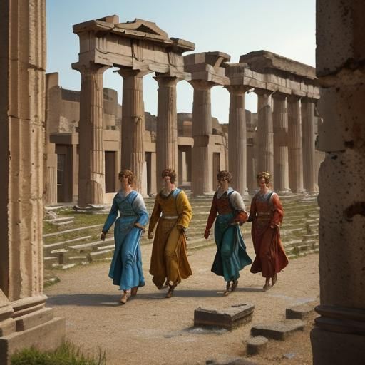 Pompeii Fashion Show: Ancient Costumes in Golden Light