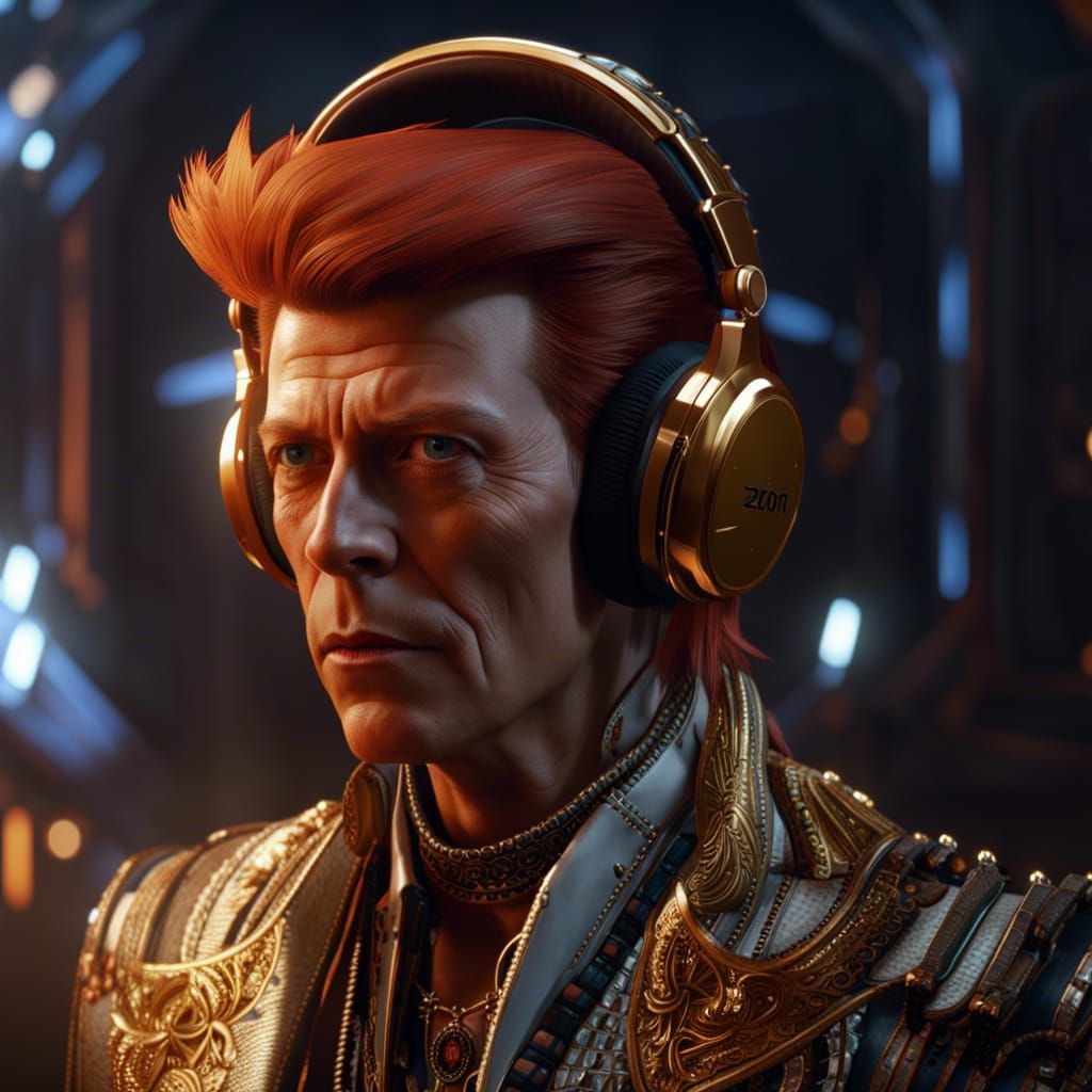 David Bowie as Ziggy Stardust in 3D Render